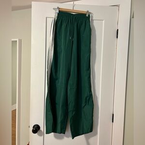 EDIKTED NYLON GREEN PANTS WITH WHITE STRIPES
